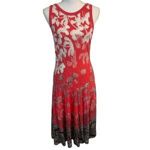 Nic+Zoe Terrace Twirl Floral Sleeveless A-Line Dress Pink, White & Black Size M